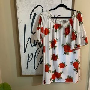 Whitw Off The Shoulder With Roses